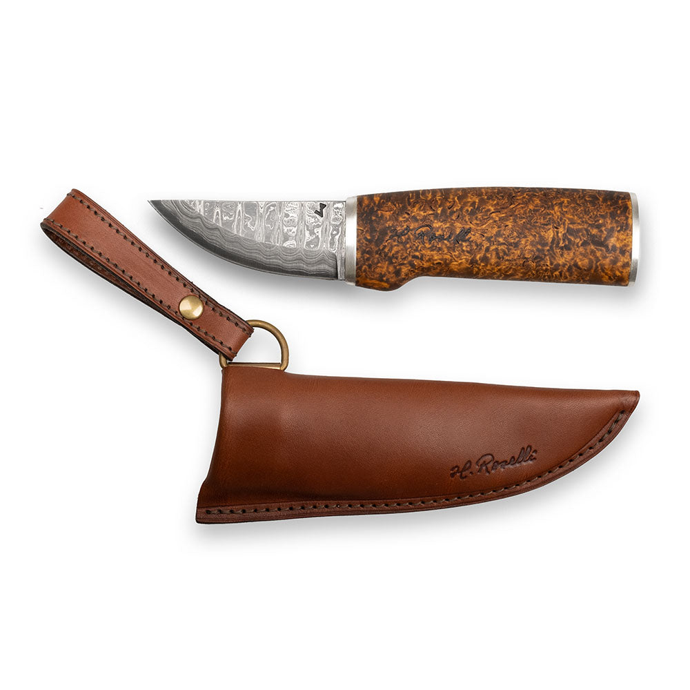 Roselli handmade Damascus Grandfather knife with handmade leather sheath, comes with a exclusive giftbox