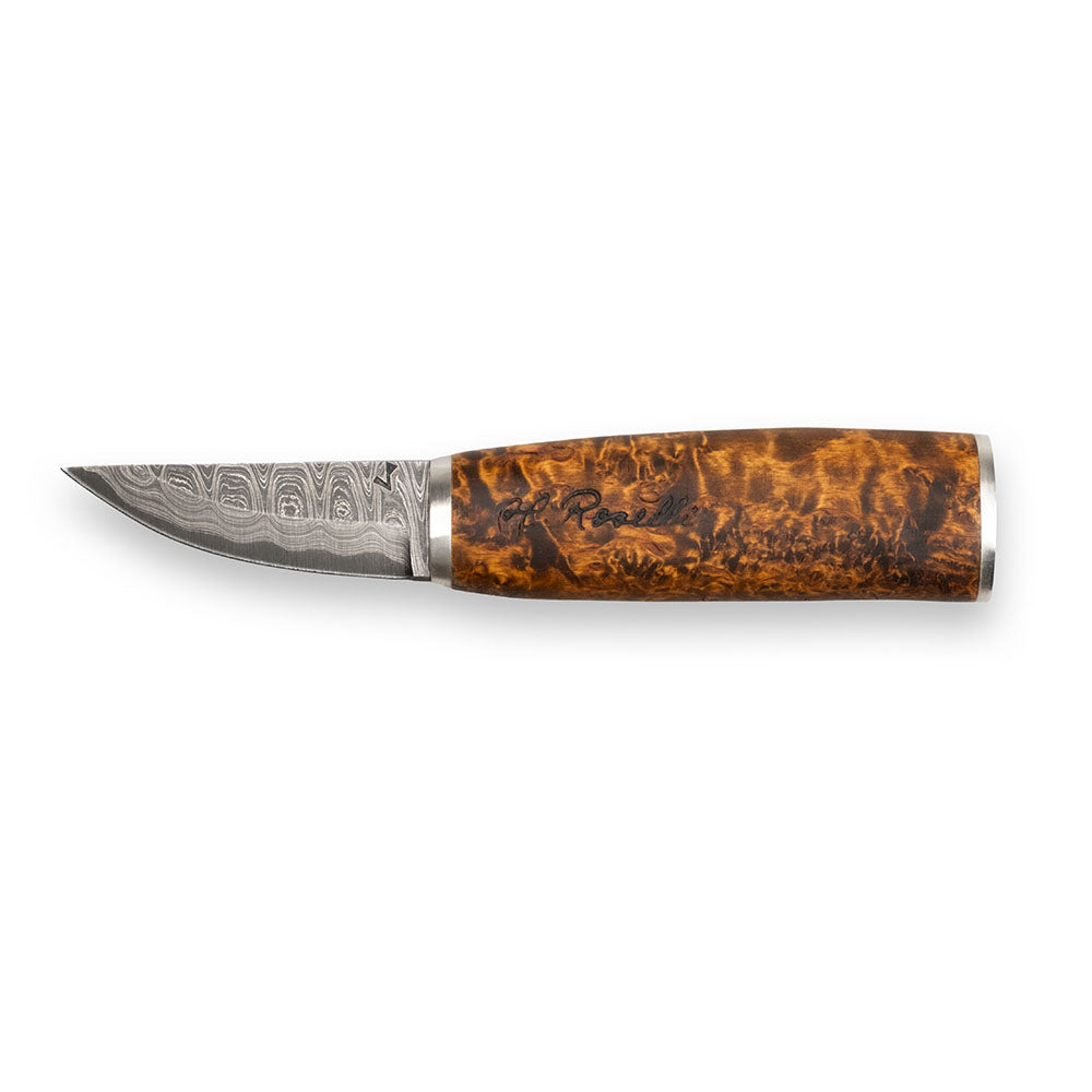 Roselli handmade Damascus Grandmother knife with handmade leather sheath, comes with a exclusive giftbox